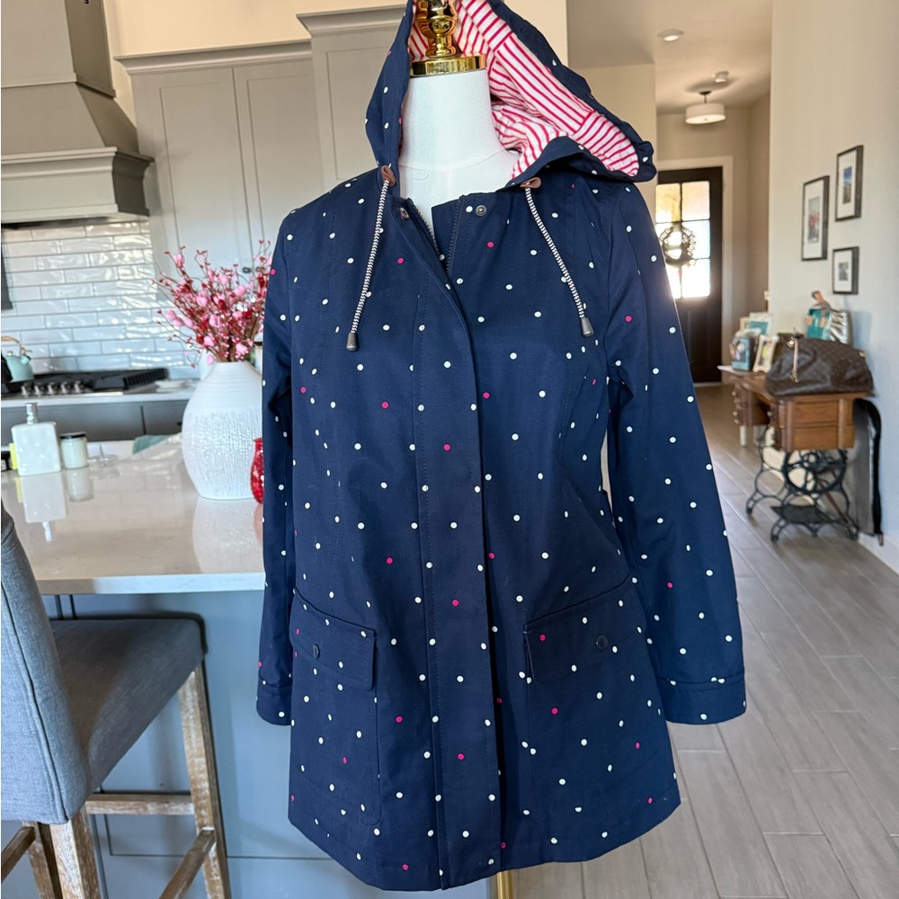 Talbots Dark Blue Polka Dot Utility Jacket